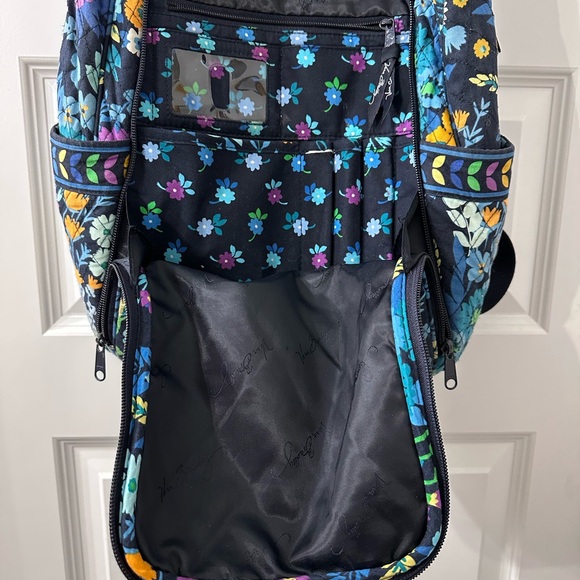 Vera Bradley Navy Quilted Floral Backpack with Blue, Purple & Yellow Accents - Picture 6 of 13